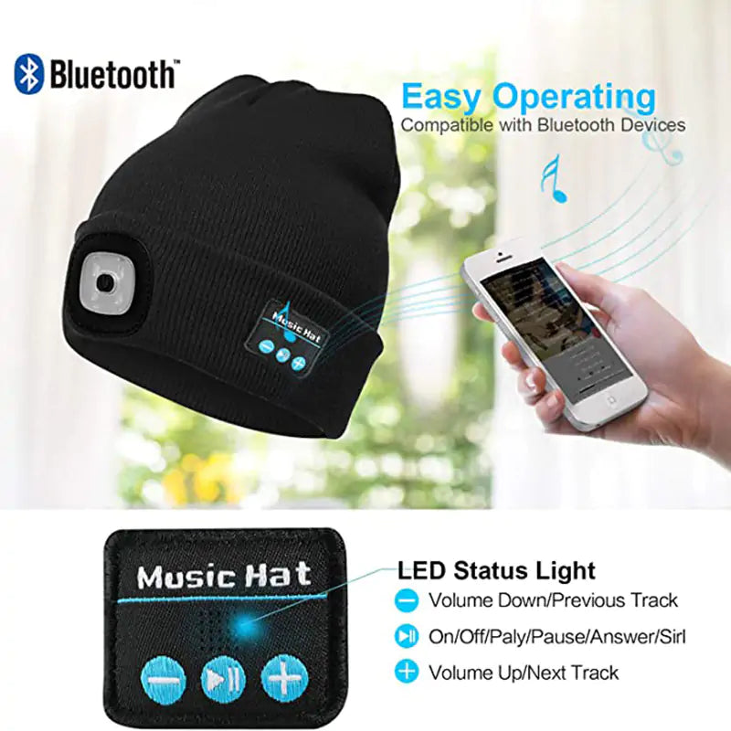 2-In-1 LED Hat With Stereo Headset